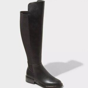 A New Day HOPE Boots Women Sz 6 Tall Knee High Riding Moto Biker Stretch Calf